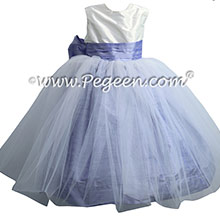 Antique White and Lilac Silk Flower Girl Dresses