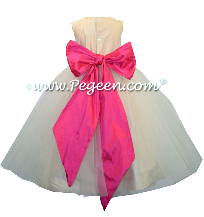 Bisque and Luscious Pink Custom Flower Girl Dresses Style 356