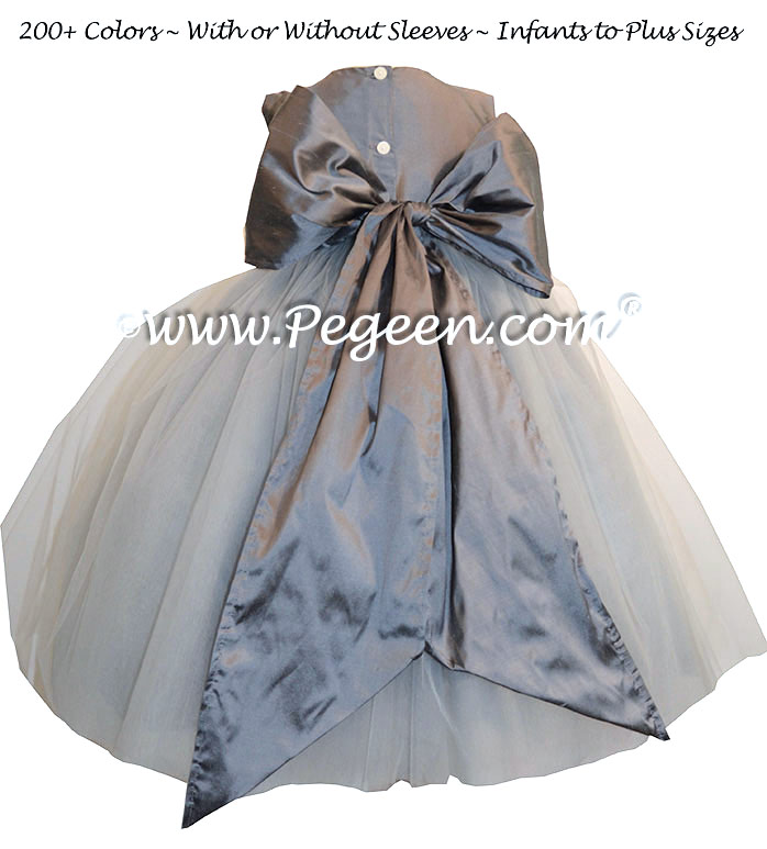 Flower Girl Dresses in shades of gray Gray Silk | Pegeen