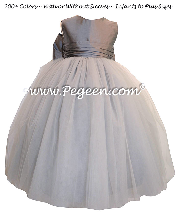 Flower Girl Dresses in shades of gray Gray Silk | Pegeen
