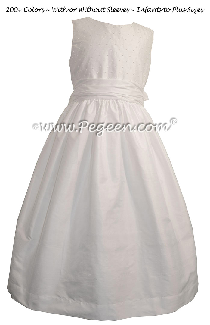 Antique White Pearled Bodice First Communion Dresses Style 370
