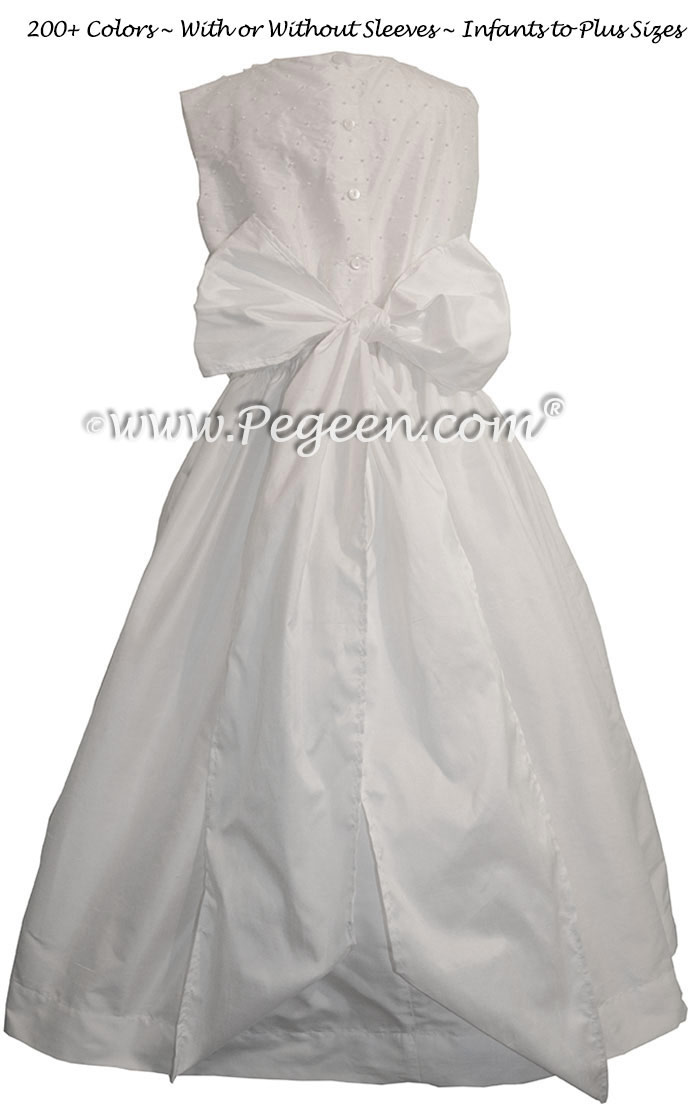 Antique White Pearled Bodice First Communion Dresses Style 370