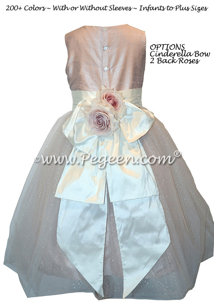 Bisque and Ballet Pink Flower Girl Dresses with Pegeen Signature Flowers