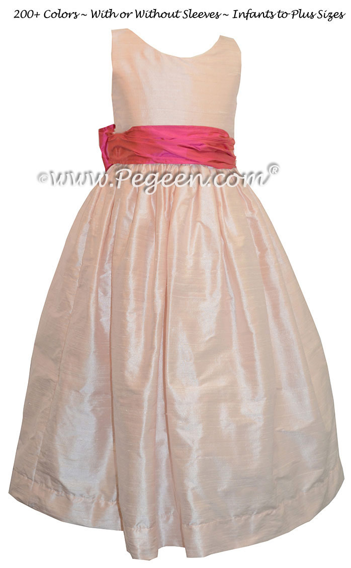 Baby Pink and Sorbet Pink Jr. Bridesmaid Dress Style 388