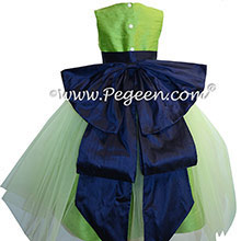 Flower Girl Dresses in Navy Blue and Apple Green Style 394 by Pegeen