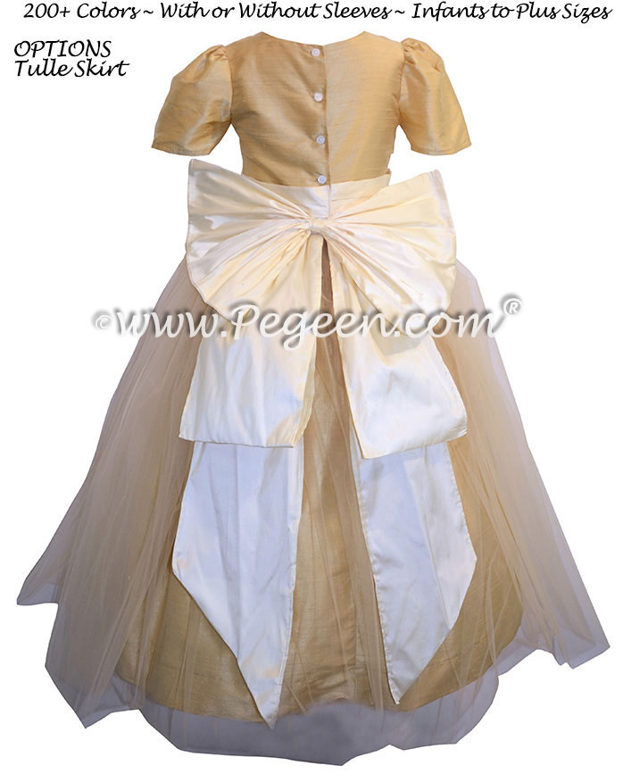 Flower Girl Dresses in Antique White and Pure Gold Style 394 by Pegeen