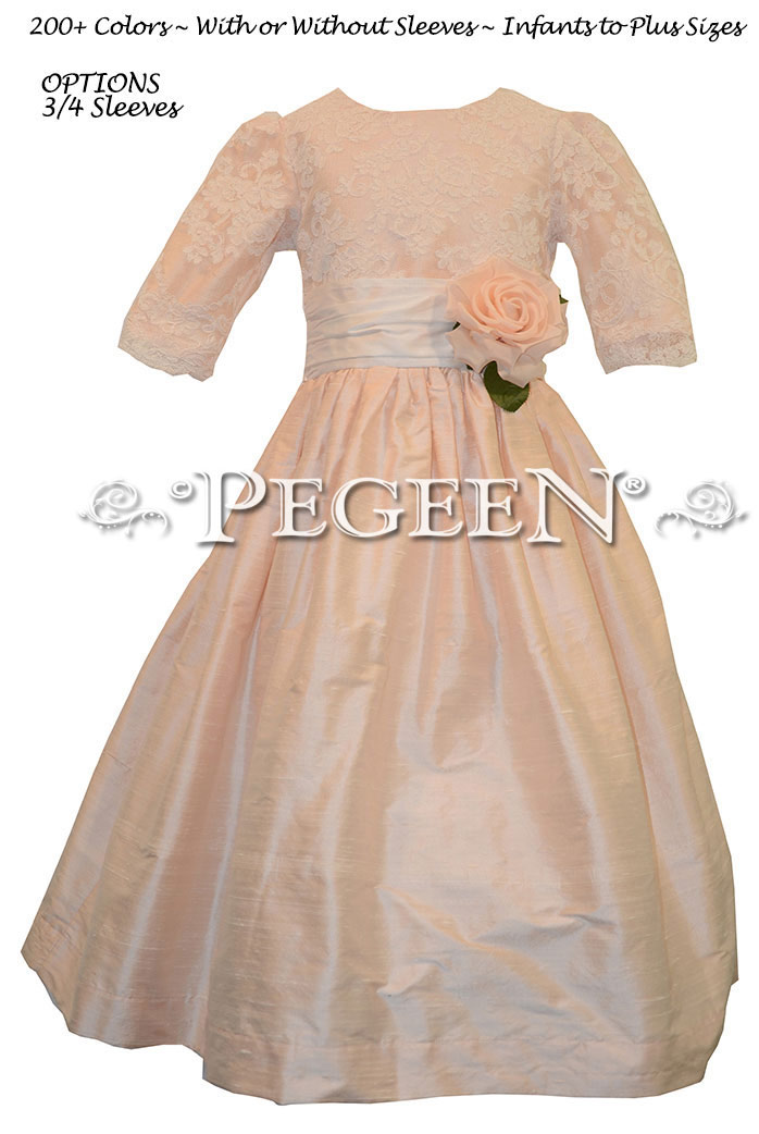 Baby Pink and New Ivory & Lace Flower Girl Dresses