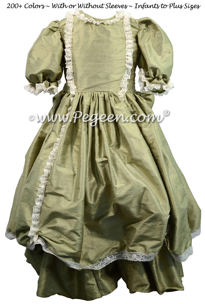 Sage green silk victorian style Nutcracker Dress for Nutcracker Performance