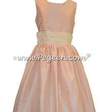 Ivory and baby pink silk flower girl dresses