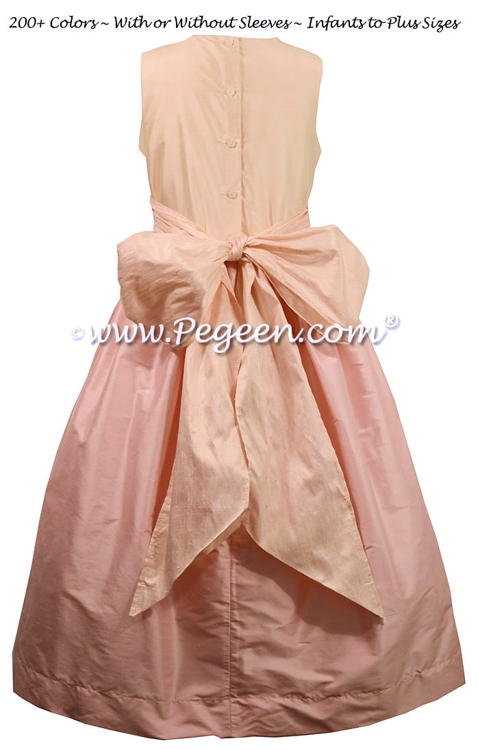 Flower Girl Dress in Champagne Pink, Petal Pink and Peony Pink Silk | Pegeen