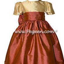 Bisque and Autumn custom Silk Flower Girl Dresses | Pegeen