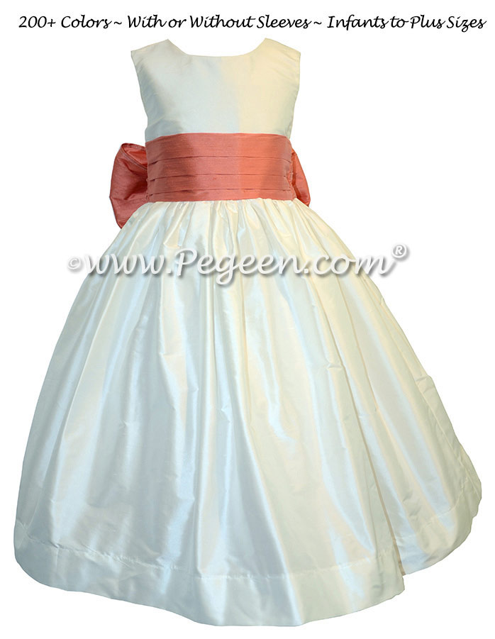 New Ivory and Sunset FLOWER GIRL DRESS Style 398 by Pegeen