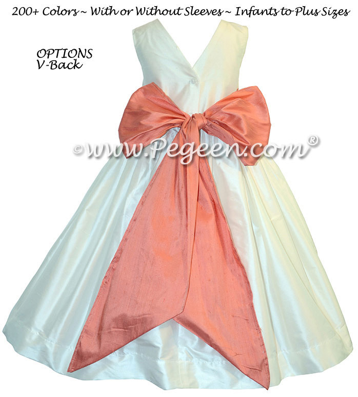 New Ivory and Sunset FLOWER GIRL DRESS Style 398 by Pegeen