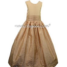 Toffee and Bisque Custom Silk Flower Girl Dresses