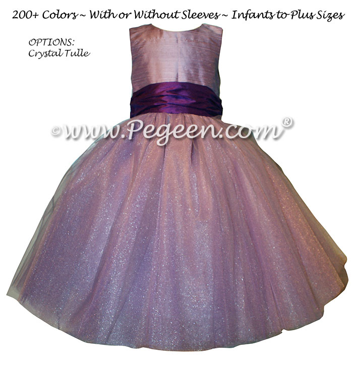 Amethyst and Deep Plum Silk Tulle ballerina style Flower Girl Dresses