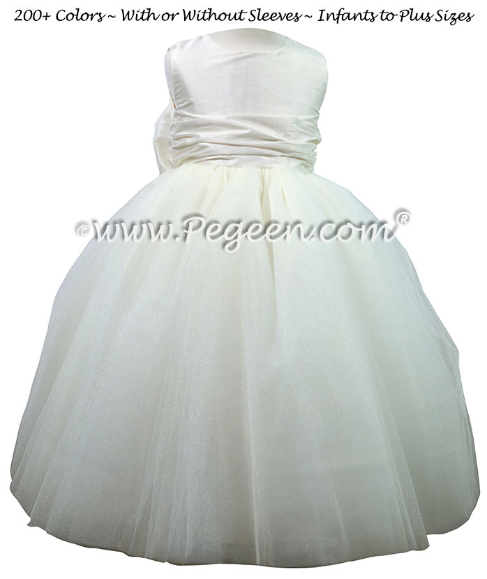 Couture Style Antique White Silk Flower Girl Dresses