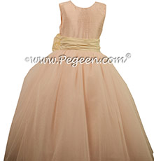 Baby Pink and Bisque ballerina style Flower Girl Dresses with Tulle 