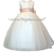 Champagne Pink Flower Girl Dresses with Topaz Swarovski Crystals - Fairytale Collection style 904