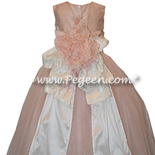 Flower Girl Dress Style 402 - Ballet Pink with Antique White Silk and Tulle flower girl dresses