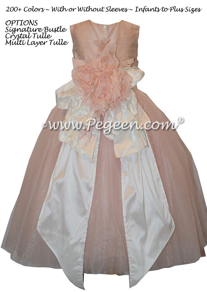 Flower Girl Dress Style 402 in Ballet Pink, White Silk and Tulle | Pegeen