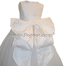 ballerina style Flower Girl Dresses with Cinderella Sash in Antique White - Style 402 