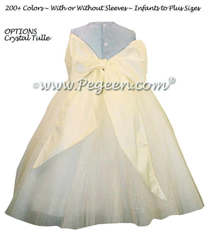 Cloud Blue and New Ivory White BLUE ballerina style Flower Girl Dresses with layers and layers of tulle