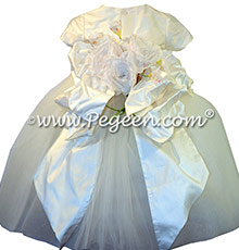 New Ivory tulle ballerina style flower girl dresses with a Pegeen Signature Bustle