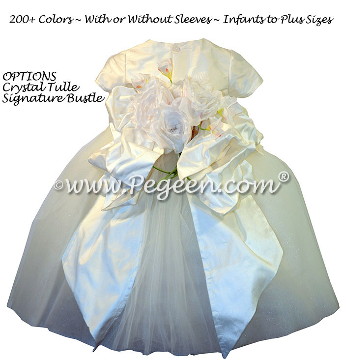 Pegeen Tulle Flower Girl Dress with PEGEEN signature Bustle