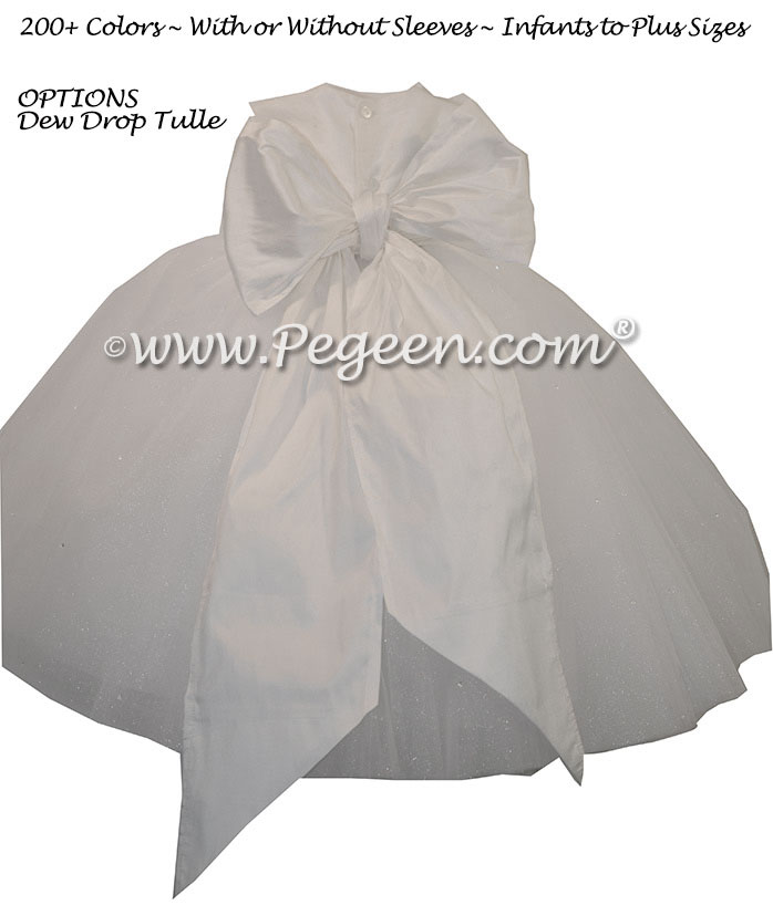 Antique White Silk and Tulle ballerina style FLOWER GIRL DRESSES