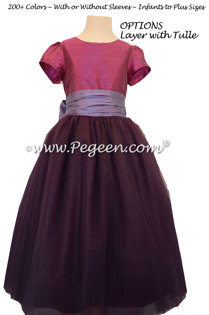 Shades of purple and periwinkle ballerina style Flower Girl Dresses with layers and layers of tulle