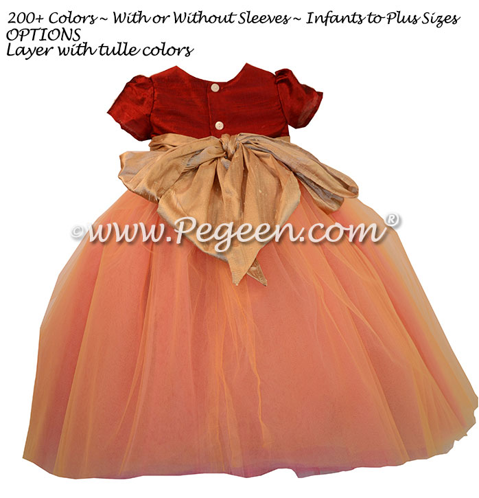 Mountain Fall and Spun Gold tulle ballerina style flower girl dresses