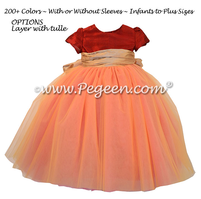 Mountain Fall and Spun Gold tulle ballerina style flower girl dresses