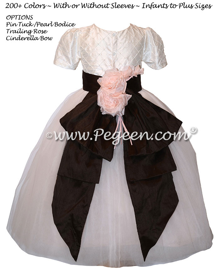 Trellis and Pearls and Trailing Rose Tulle Flower Girl Dresses