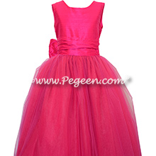 Boing or Hot Pink Silk and Tulle Flower Girl Dresses