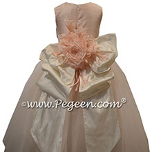 New Ivory and Ballet Tulle Skirt with Signature Bustle - Flower Girl Dress Style 402 