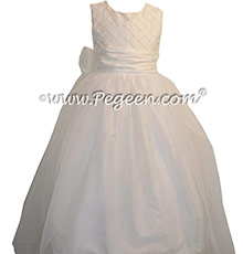 Antique White Trellis with Pearls and Organza Skirt First Communion Dresses Style 409