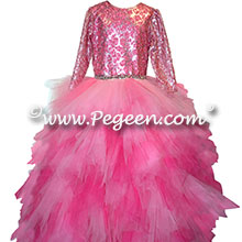 Shock, Raspberry (Fuschia) and Bubblegum Pink Handkerchief Tulle Skirt with Sequin top Style 933 