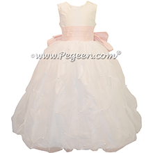 Antique White and Petal Pink flower girl dress Style 409