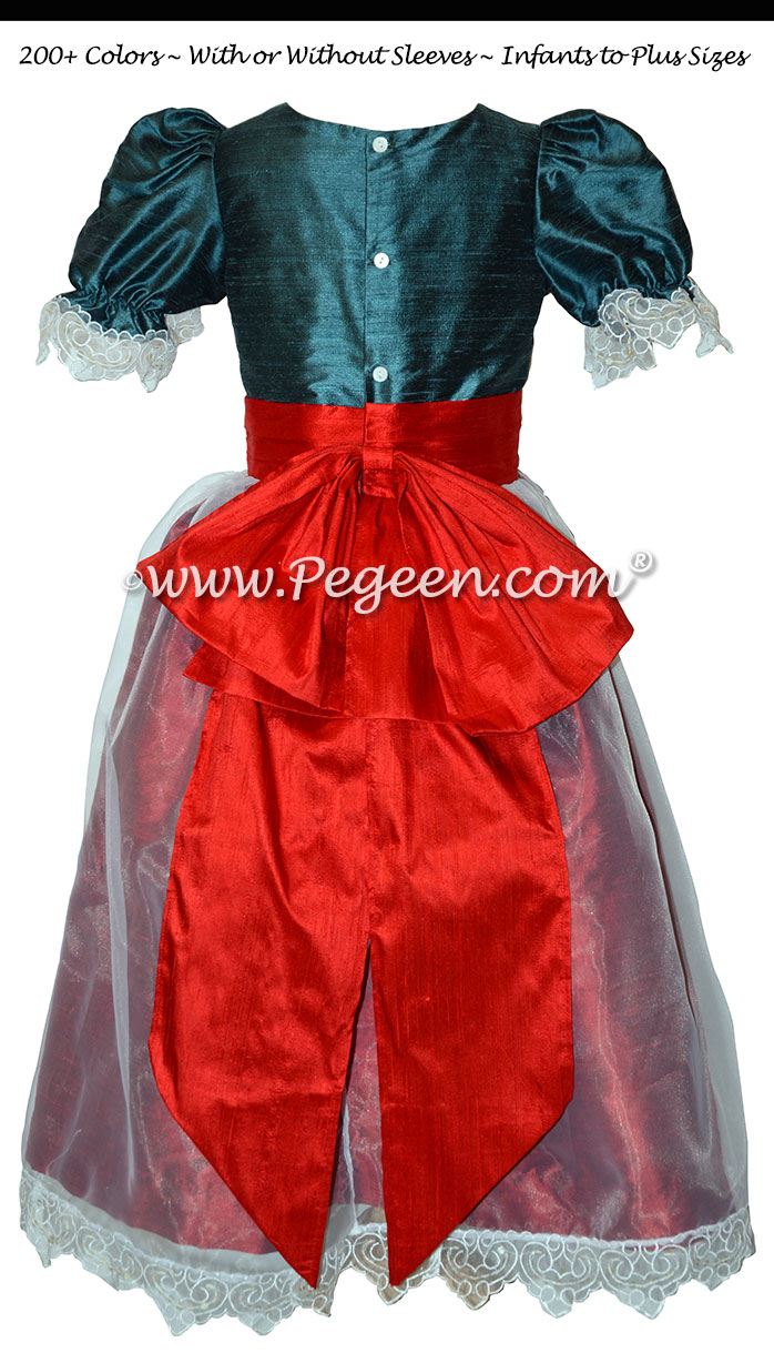 Claret, Christmas Red and Blue Spruce Tulle Nutcracker Party Scene Dress Style 703 by Pegeen
