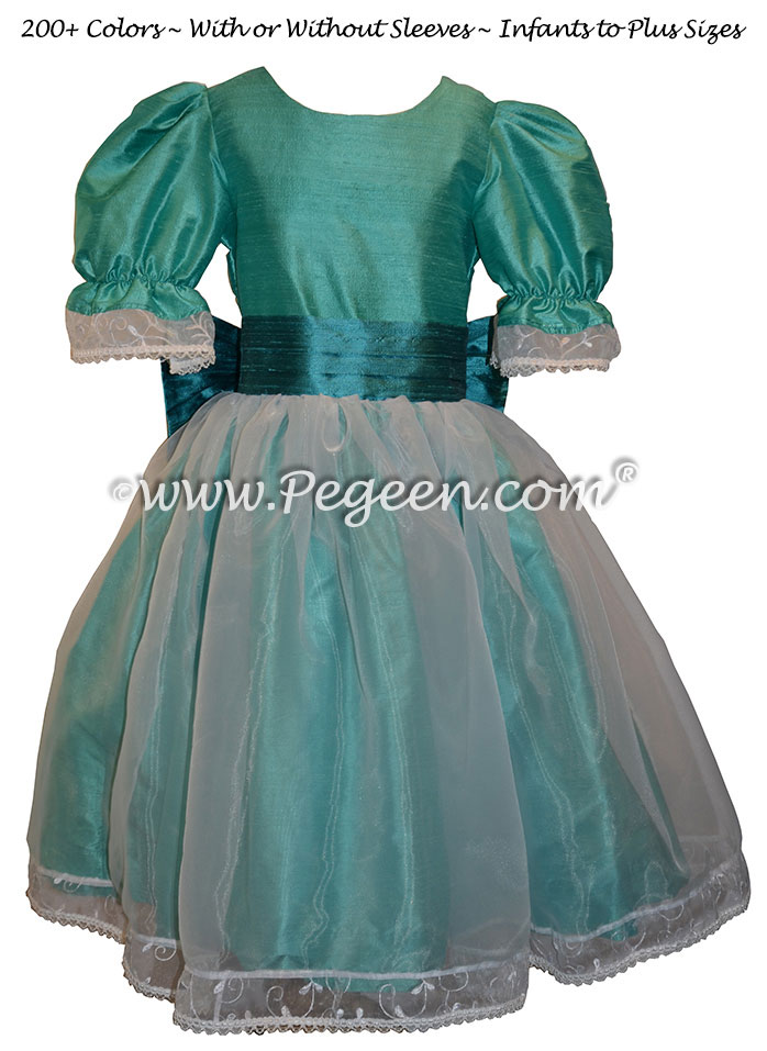 Pacific Blue and Hawaii (teal) Nutcracker Party Scene Dress Style 703 by Pegeen