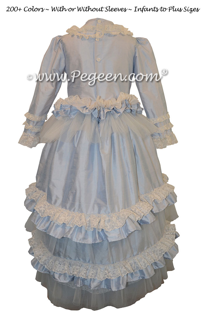 Flower Girl Dress Baby Blue Ruffled Layers and Tulle Couture Style 405 | Pegeen