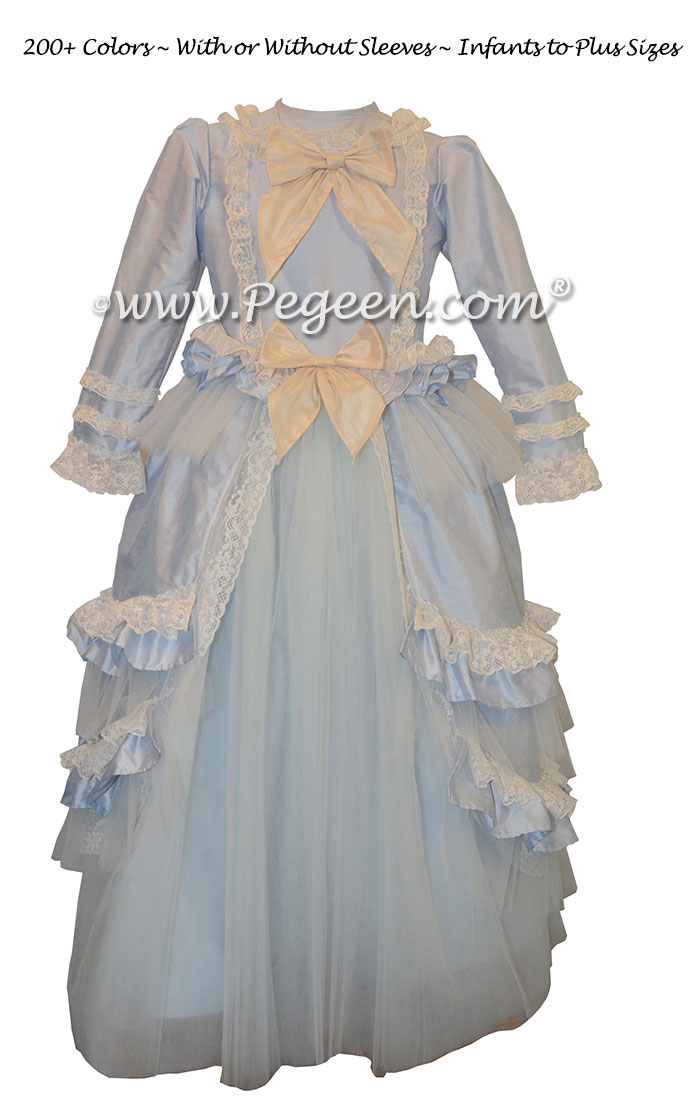 Flower Girl Dress Baby Blue Ruffled Layers and Tulle Couture Style 405 | Pegeen