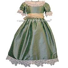 Celedon Green and Buttercreme Nutcracker Party Scene Dress Style 708 by Pegeen