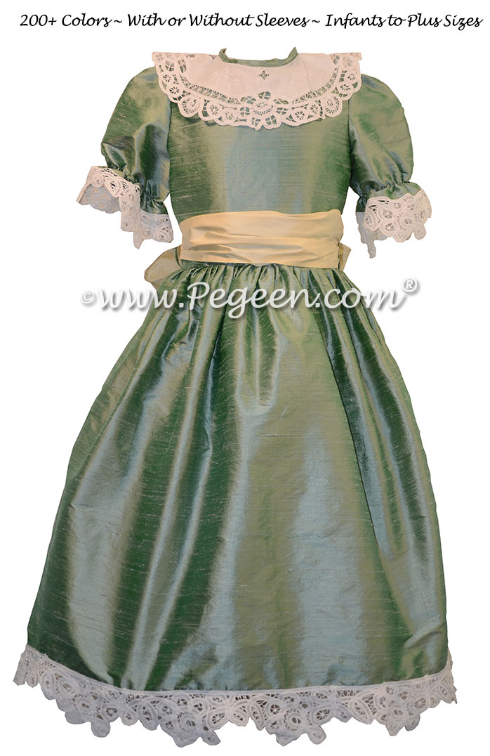 Celadon Green and Buttercreme Nutcracker Party Scene Dress Style 708 by Pegeen
