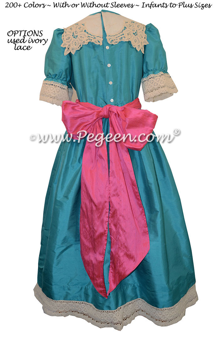 Oceanic Turquoise and Luscious Pink Nutcracker Party Scene Dress Style 708 by Pegeen