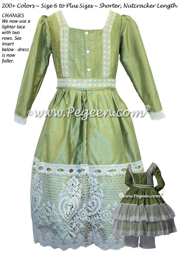 Sage Green and Lace Clara Nutcracker Party Scene Dress by Pegeen