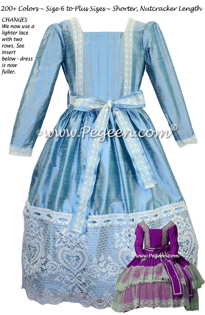 Adriatic Blue and Lace Clara Nutcracker Party Scene Dress by Pegeen