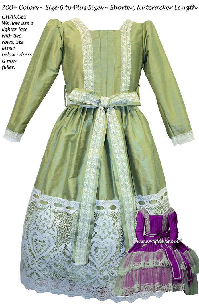 Sage Green and Lace Clara Nutcracker Party Scene Dress by Pegeen