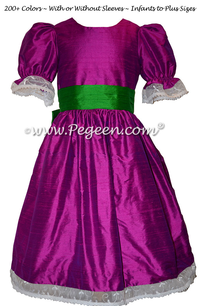 Berry (magenta) and Emerald green Nutcracker Party Scene girl dresses