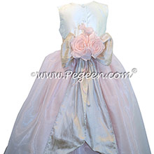 Custom Toffee and Baby Pink silk Organza Flower Girl Dresses Style 802